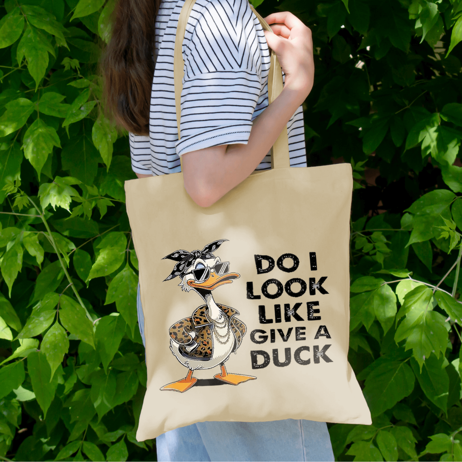 Do I Look Like I Give a Duck Tote Bag – Funny Sarcastic Duck with Sunglasses, Leopard Jacket & Bandana Graphic Bag for Work, School, Shopping & Everyday Use - Image 16