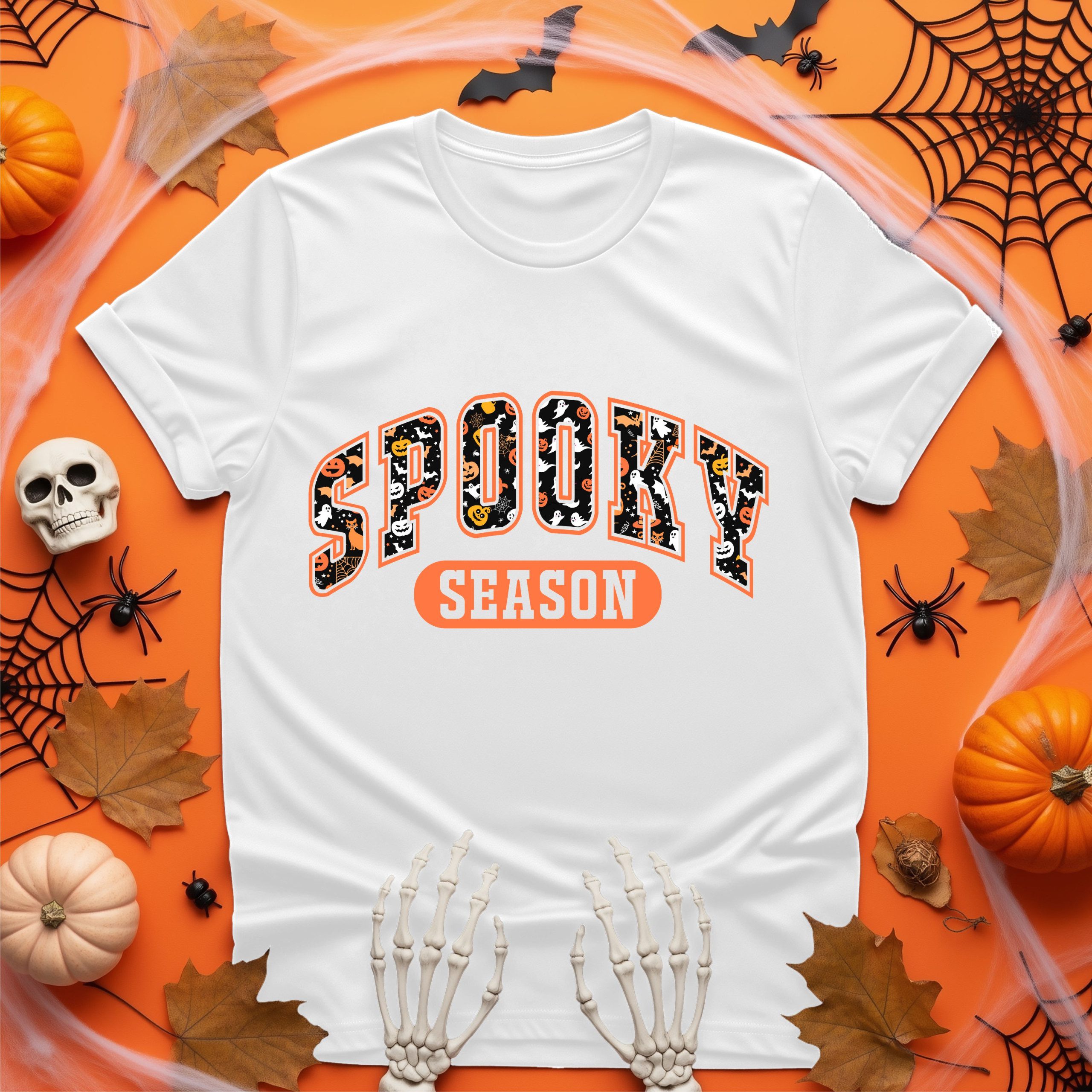 Spooky Season Halloween T-Shirt – Fun Ghost, Pumpkin & Bat Pattern Graphic Tee with Creepy Cute Horror Style Print for Adults and Teens - Image 10