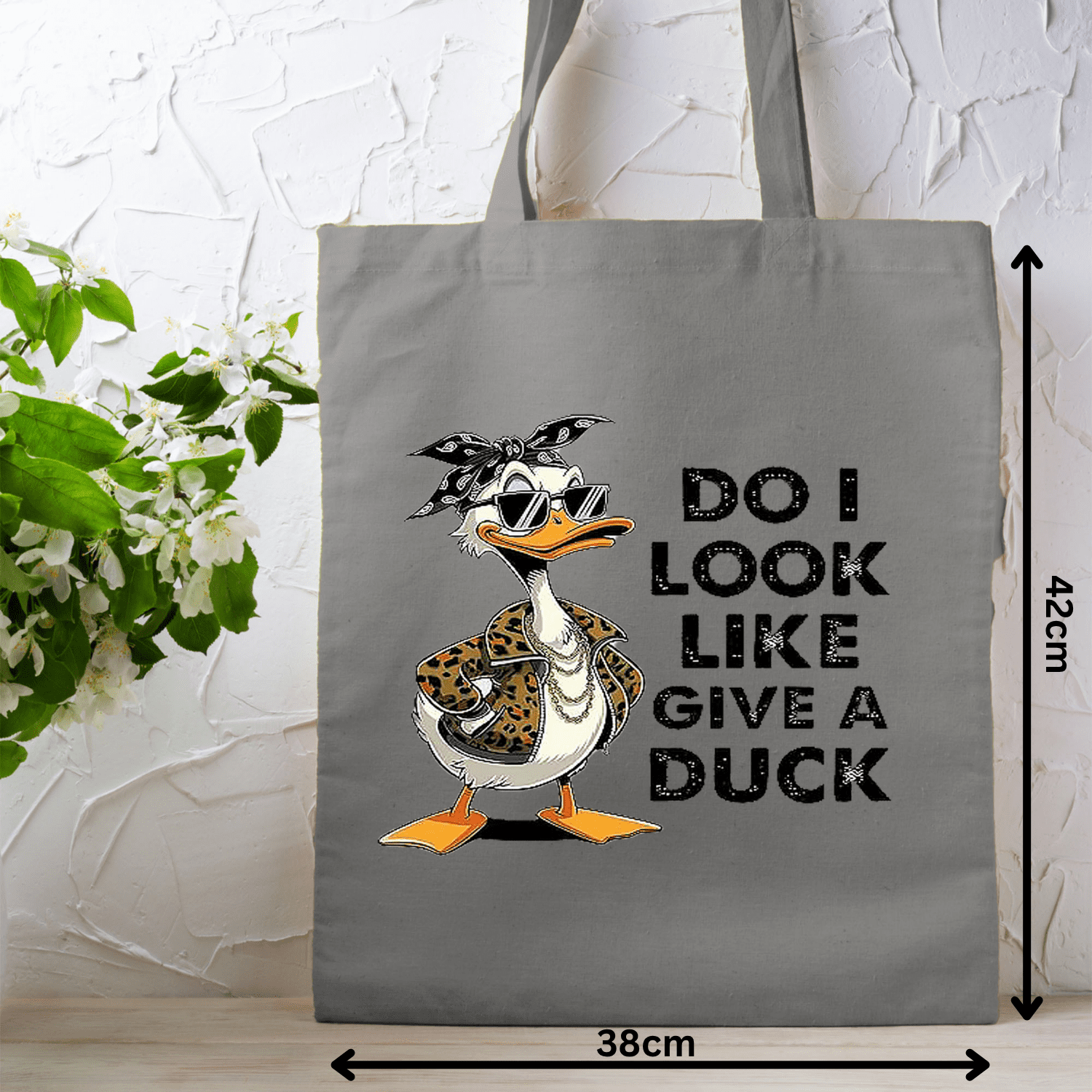 Do I Look Like I Give a Duck Tote Bag – Funny Sarcastic Duck with Sunglasses, Leopard Jacket & Bandana Graphic Bag for Work, School, Shopping & Everyday Use - Image 17
