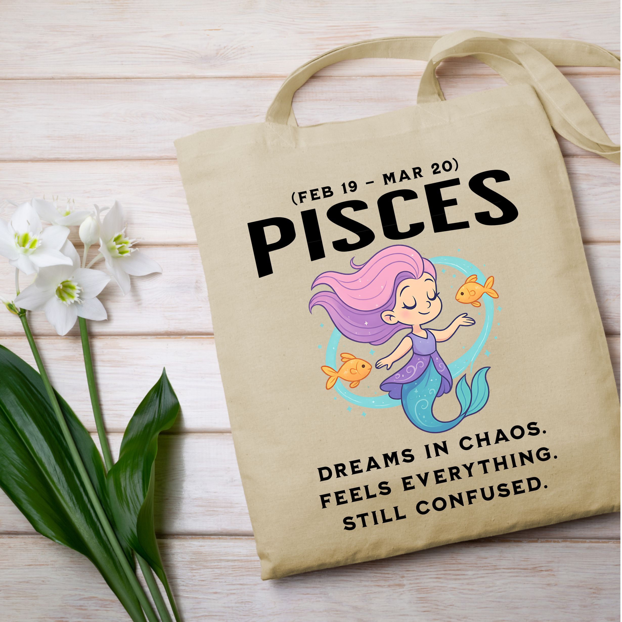 Pisces Zodiac Tote Bag – Funny Astrology Star Sign Gift (Feb 19 – Mar 20) - Image 15