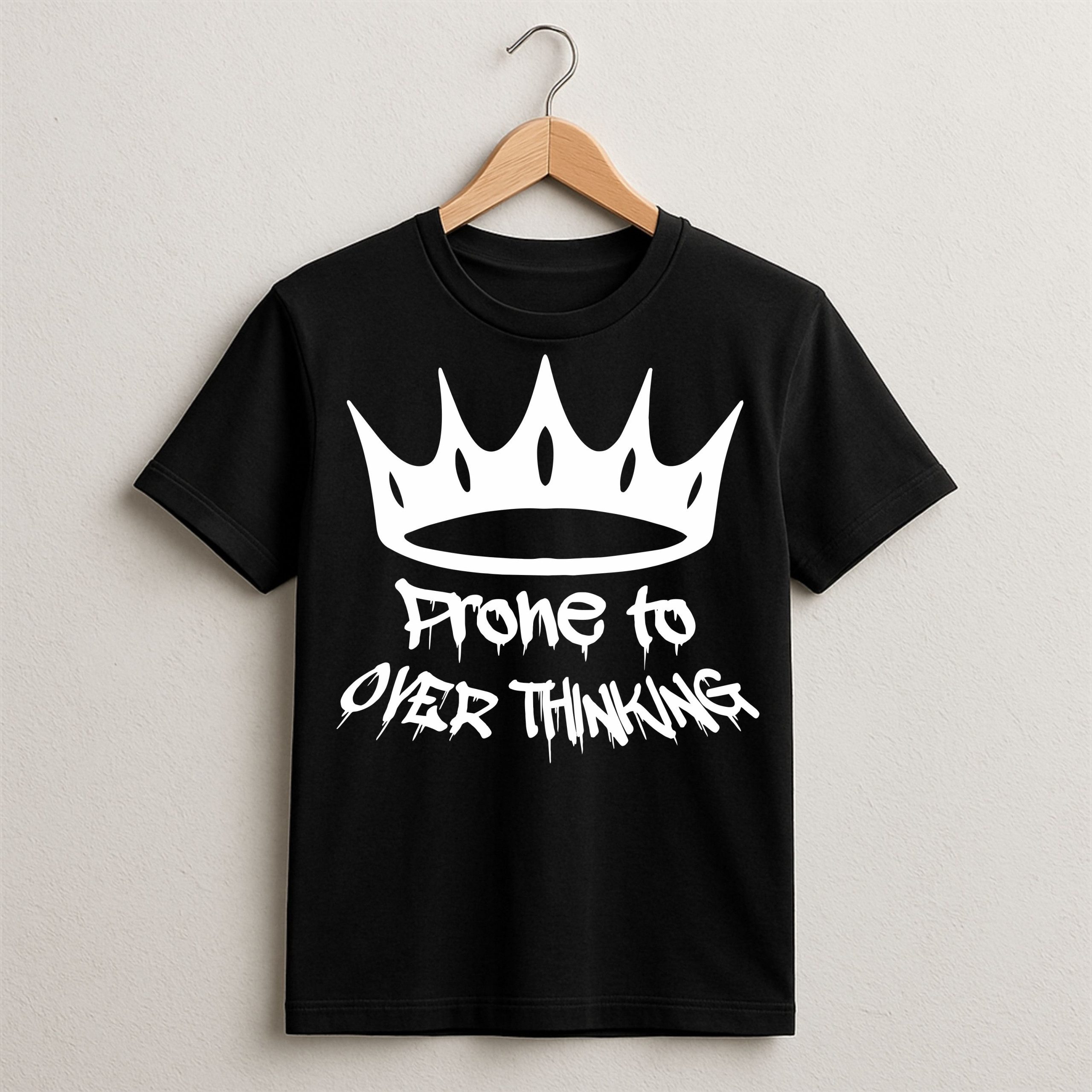 Prone to Over Thinking Crown Design T-Shirt - Image 11