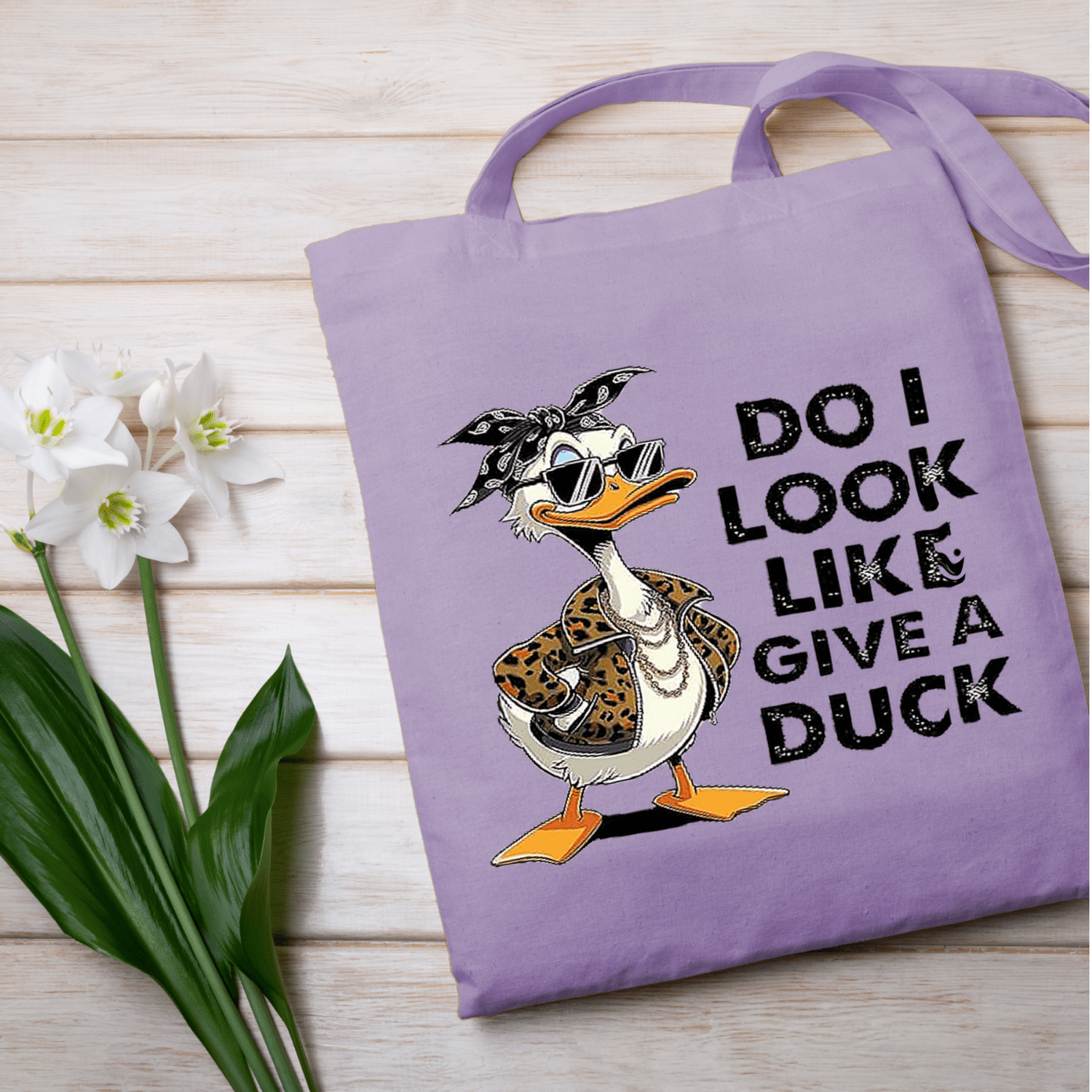 Do I Look Like I Give a Duck Tote Bag – Funny Sarcastic Duck with Sunglasses, Leopard Jacket & Bandana Graphic Bag for Work, School, Shopping & Everyday Use - Image 22