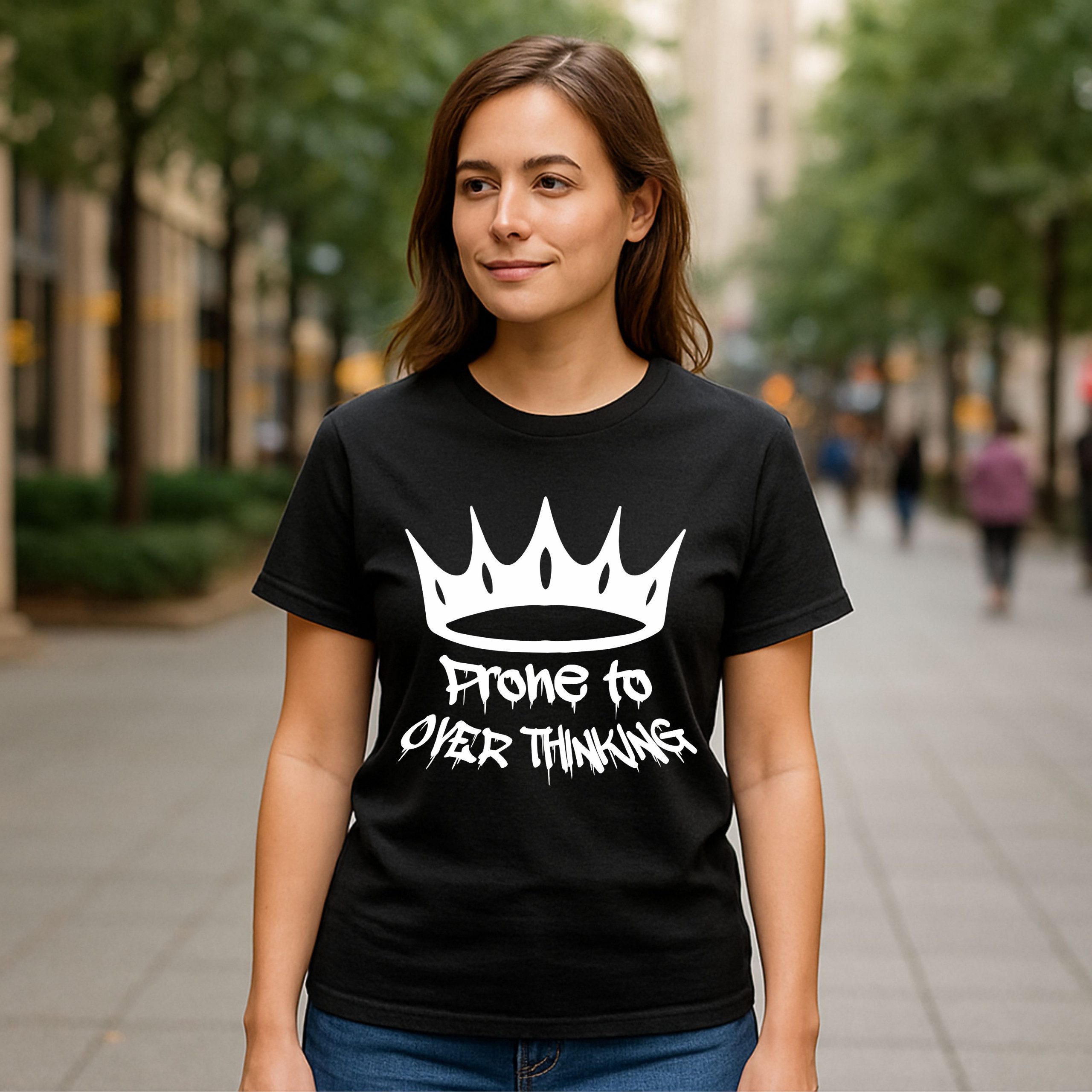 Prone to Over Thinking Crown Design T-Shirt - Image 12