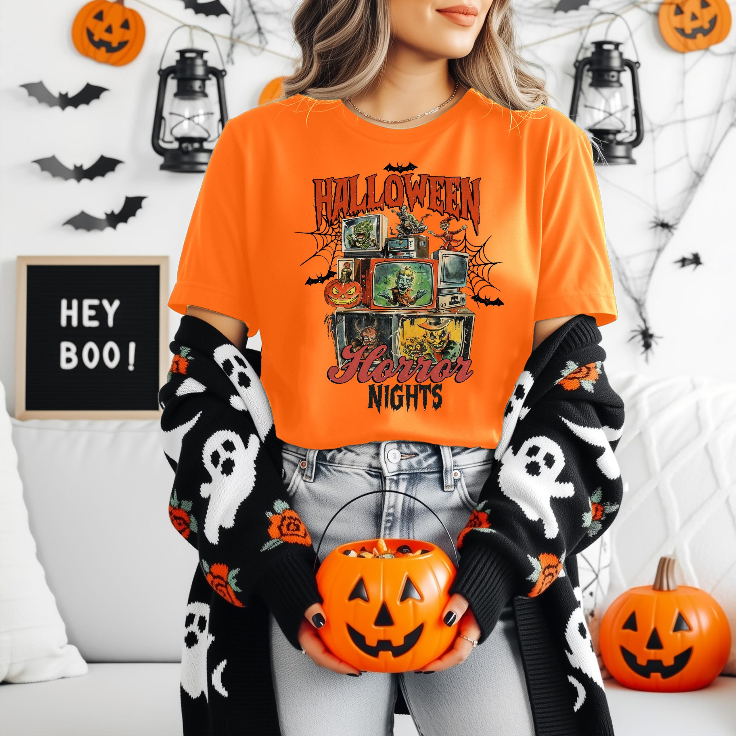 Halloween Horror Nights Graphic T-Shirt – Creepy TV Monsters, Spooky Pumpkin & Haunted Retro Horror Tee for Adults and Teens - Image 10