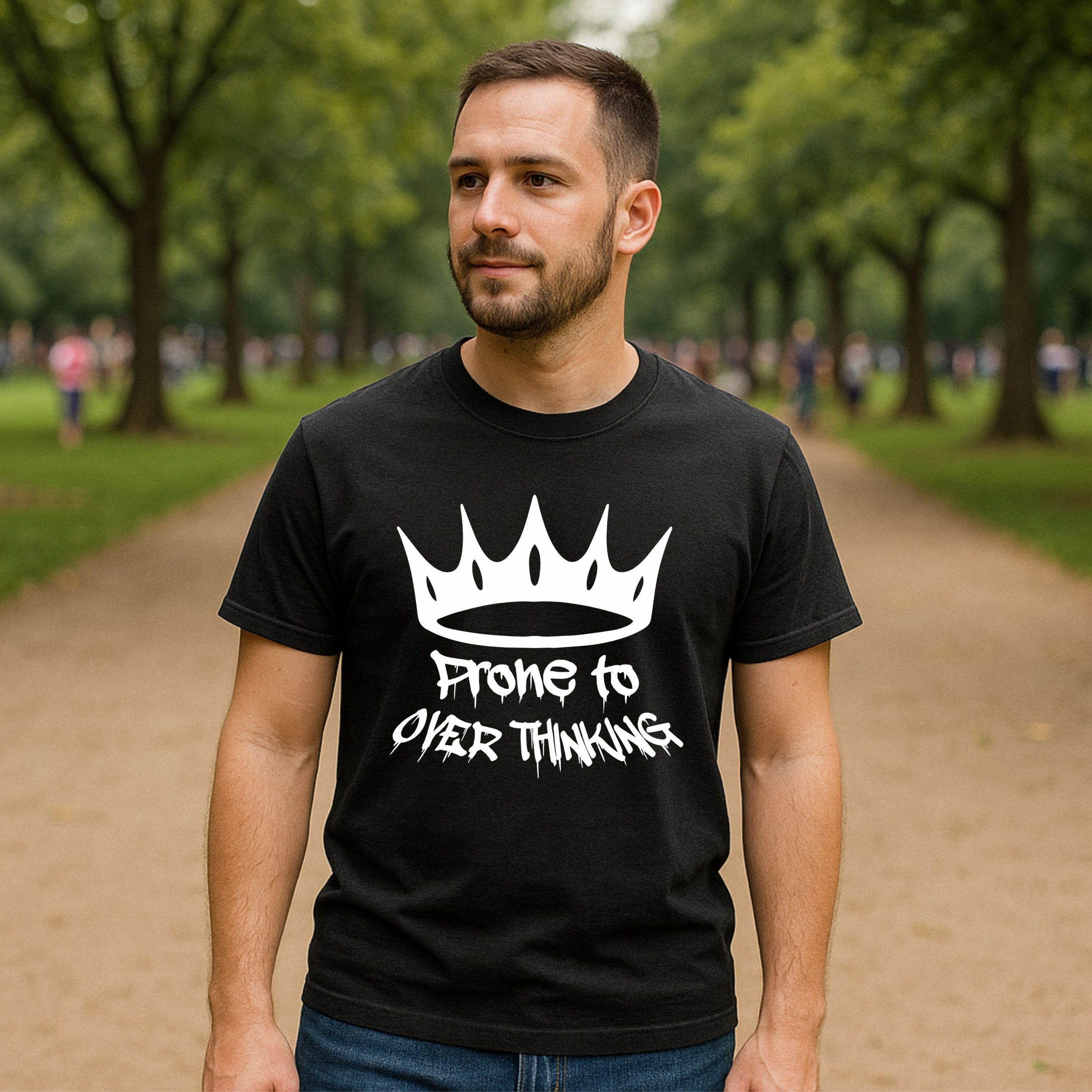 Prone to Over Thinking Crown Design T-Shirt - Image 13