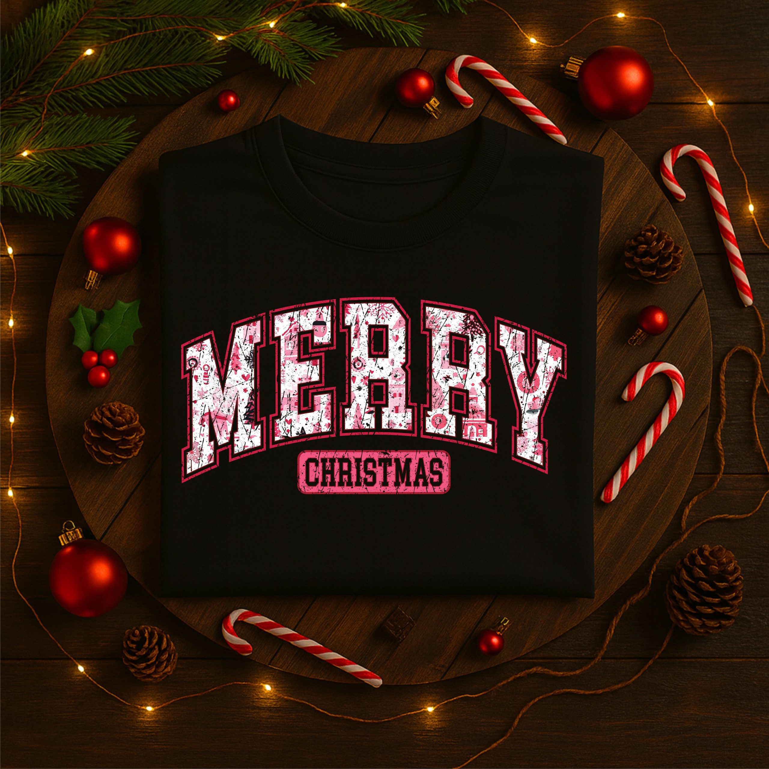 Merry Christmas Pink T-Shirt - Image 10