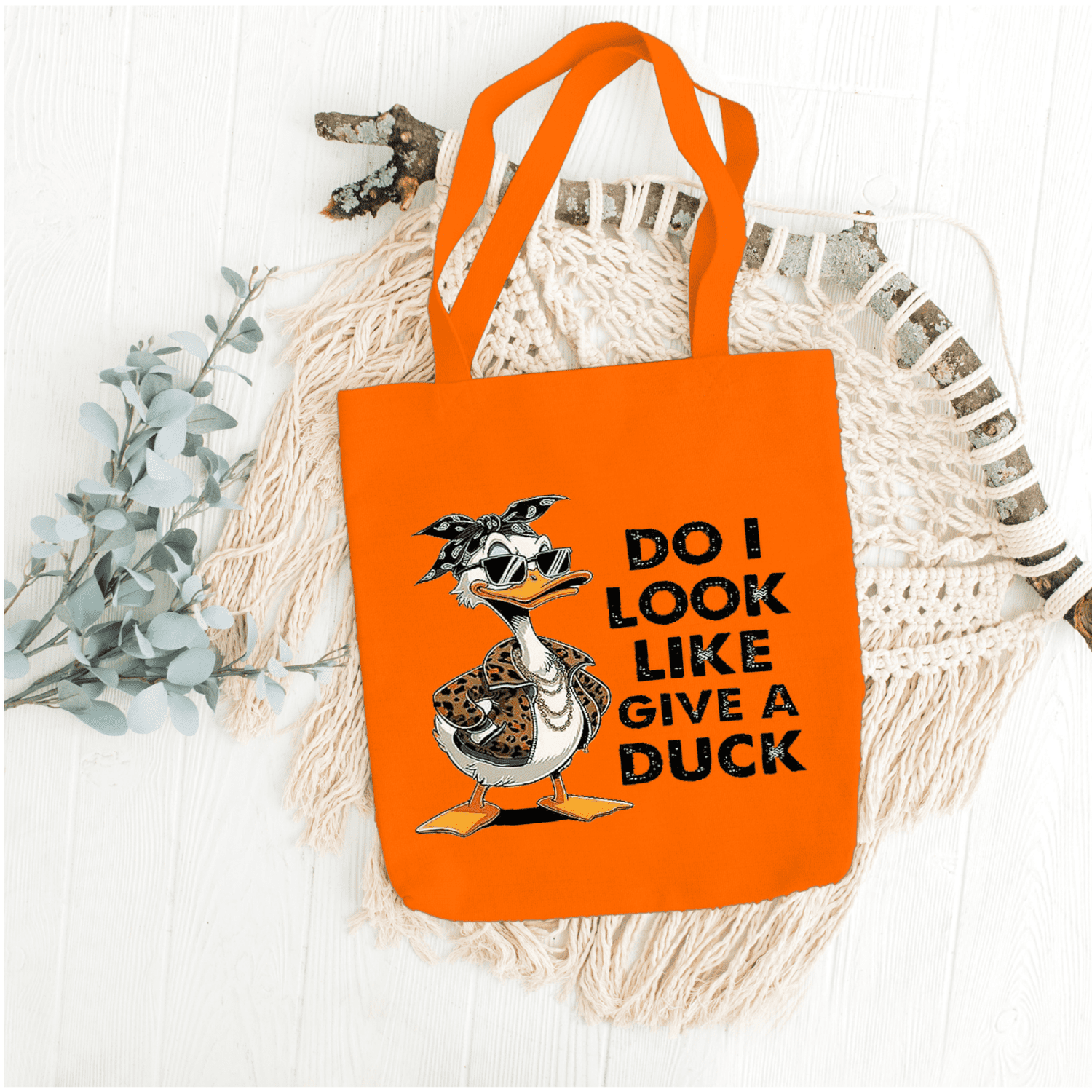 Do I Look Like I Give a Duck Tote Bag – Funny Sarcastic Duck with Sunglasses, Leopard Jacket & Bandana Graphic Bag for Work, School, Shopping & Everyday Use - Image 26