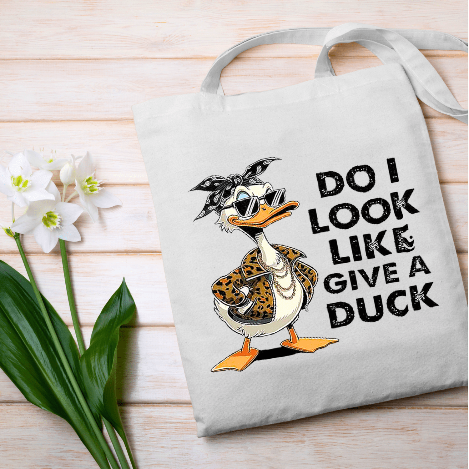 Do I Look Like I Give a Duck Tote Bag – Funny Sarcastic Duck with Sunglasses, Leopard Jacket & Bandana Graphic Bag for Work, School, Shopping & Everyday Use - Image 32