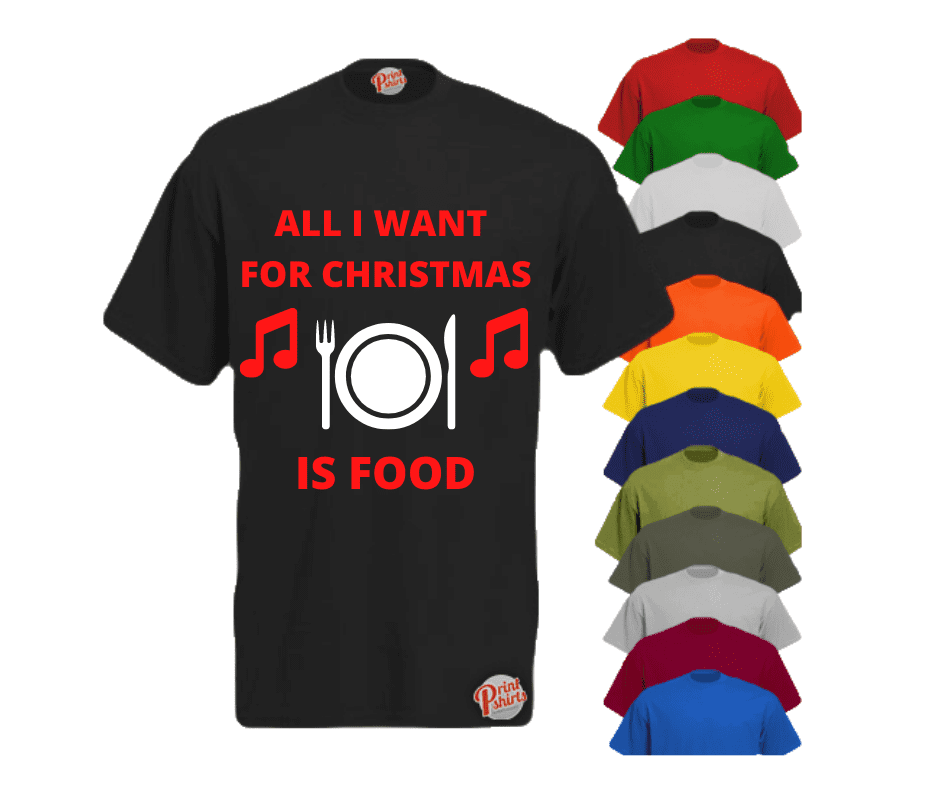 All i want for christmas printed t-shirt