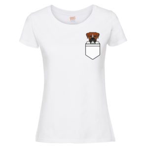 (ladies) Boxer dog pocket t-shirt