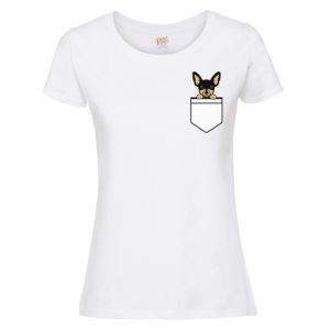 (Ladies) Chihuahua dog pocket t-shirt