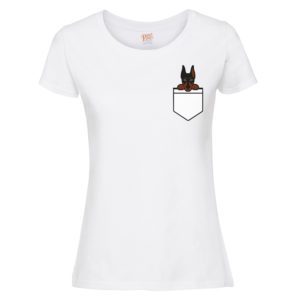 (lADIES) dOBERMAN DOG POCKET T-SHIRT