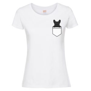 (Ladies) Frenchie Dog Pocket T-shirt