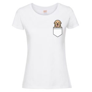 (Ladies) Golden retriever dog pocket t-shirt