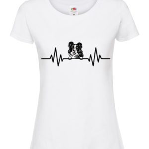 (Ladies) Border Collie Dog Heartbeat T-shirt