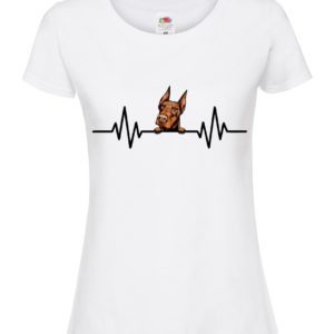(Ladies) Doberman 2 Dog Heartbeat T-Shirt