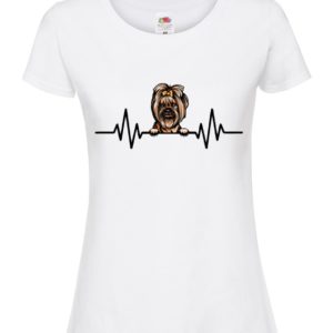 (Ladies) Yorkie 2 Dog Heartbeat T-Shirt