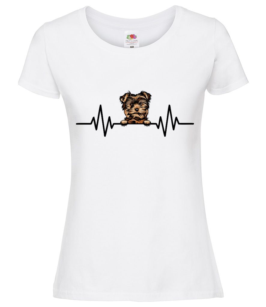 (Ladies) Yorkie Dog Heartbeat T-Shirt