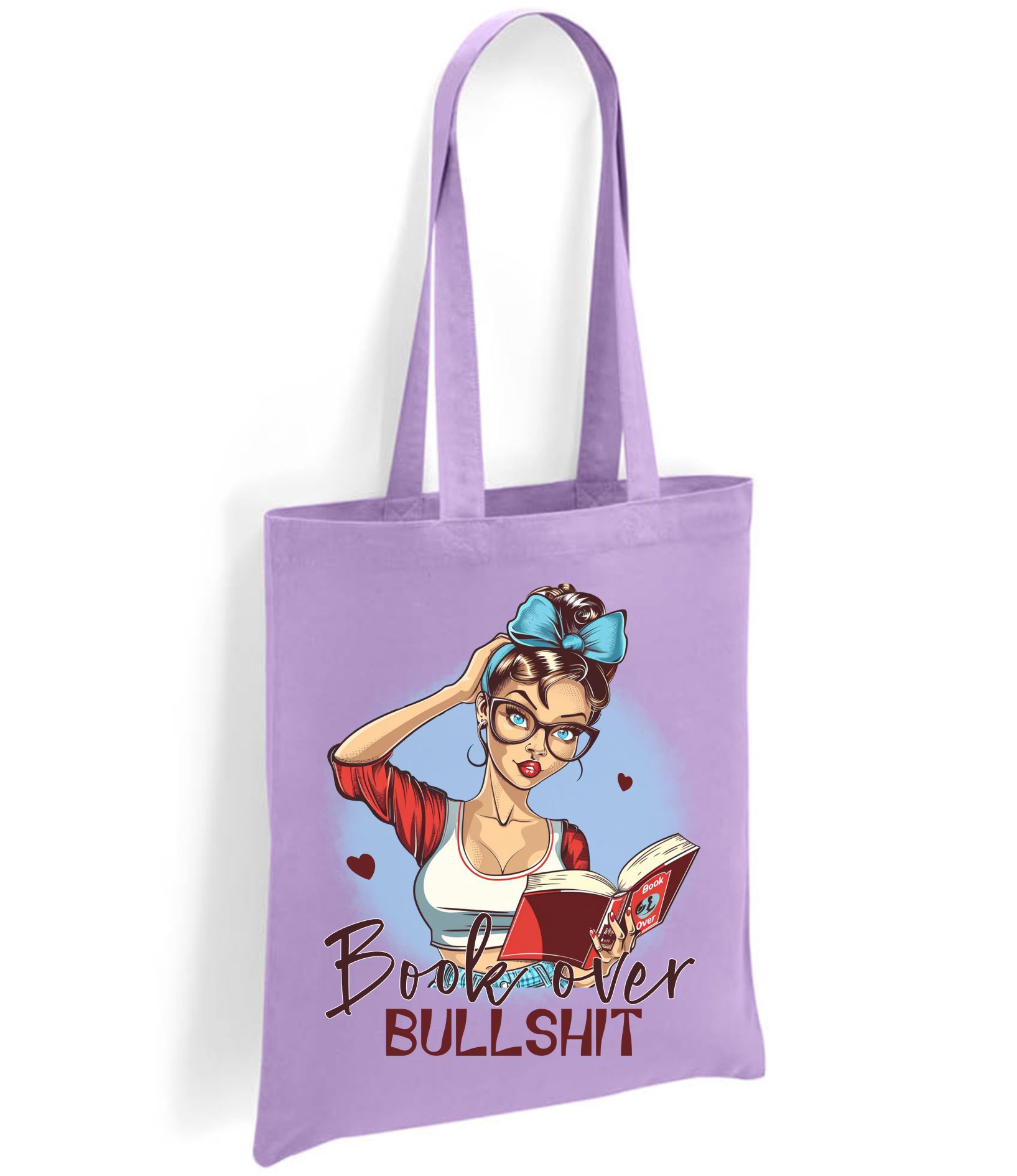 Book Over Bullshit Tote Bag – Retro Pin-Up Girl Reading Graphic Reusable Canvas Shopper, Gift for Everyday Use - Image 10