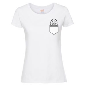 (Ladies) Maltese Dog Pocket T-shirt