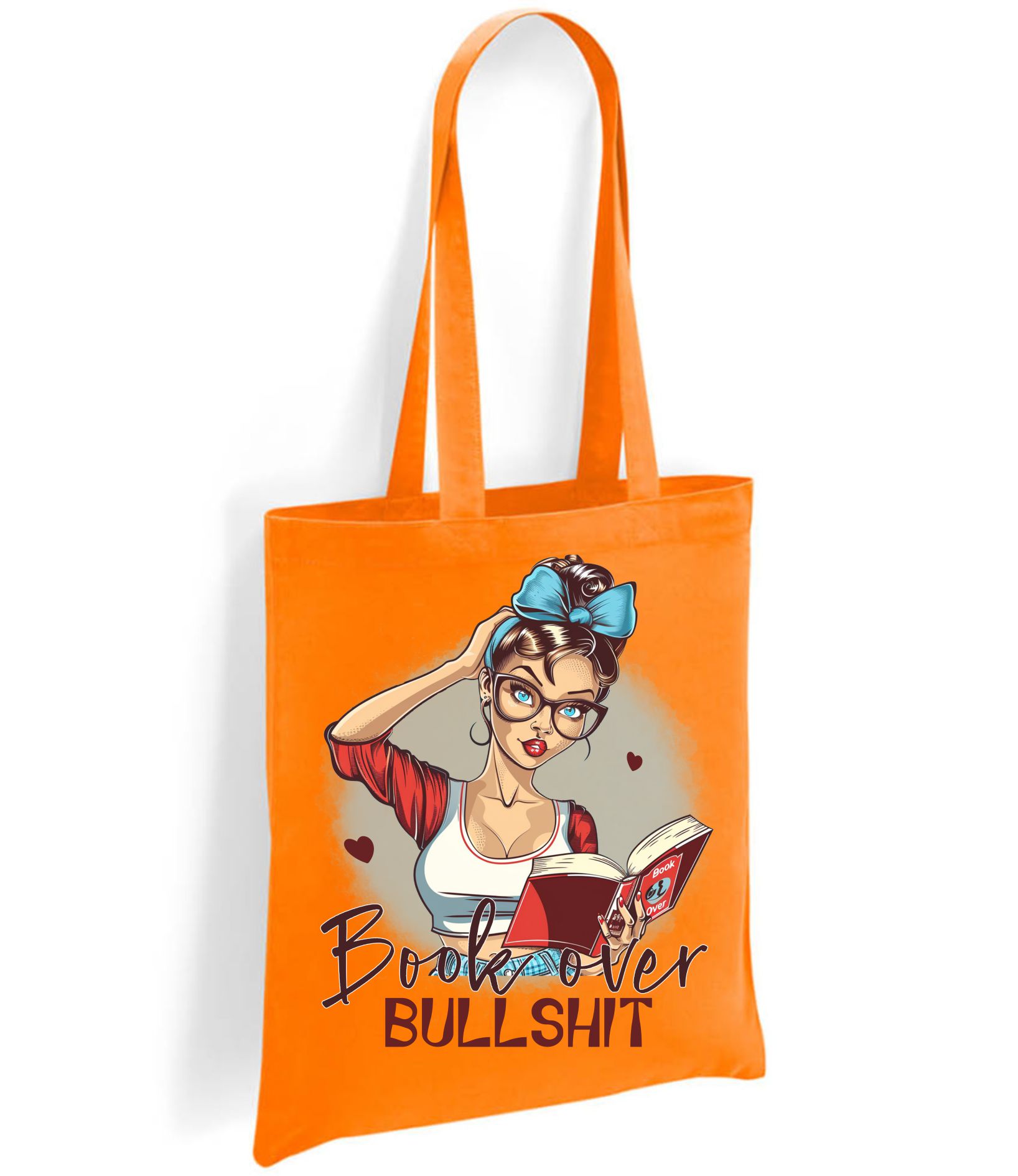 Book Over Bullshit Tote Bag – Retro Pin-Up Girl Reading Graphic Reusable Canvas Shopper, Gift for Everyday Use - Image 13