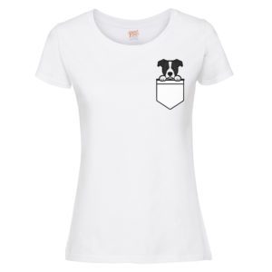 (Ladies) Pitbull dog pocket t-shirt