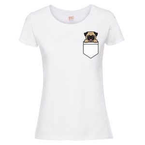 (Ladies) Pug Dog Pocket T-shirt