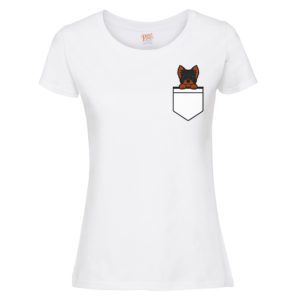 (Ladies) Yorkie Dog Pocket T-shirt
